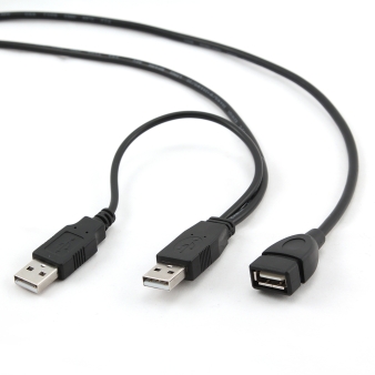 Dual USB 2.0 A-plug A-socket 0.9m, extension cable