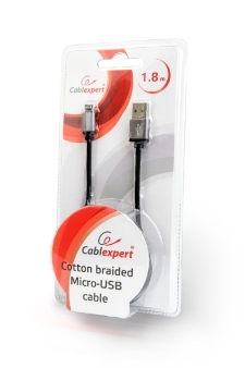Pleteni ojacani Micro-USB kabal sa metalnim konektorima, 1.8 m, black