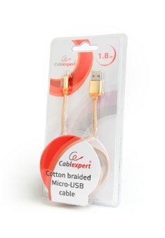 Pleteni ojacani Micro-USB kabal sa metalnim konektorima, 1.8 m, gold