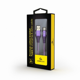 Kabal Type-C USB charging and data cable, 2 m, purple/white, CC-USB2B-AMCM-2M-PW