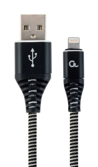 Vrhunski pamučni pleteni 8-pinski kabel za punjenje i podatkovni kabel, 1 m, crno/bijelo