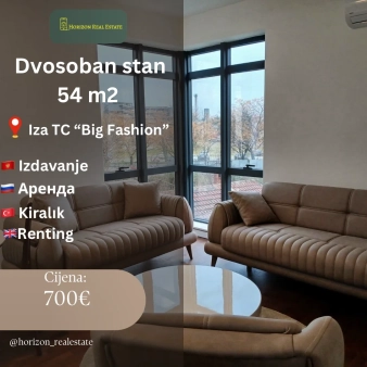 Dvosoban stan, 54m2, Podgorica, Izdavanje