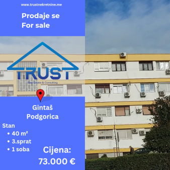 Jednosoban stan, 40 m2, Podgorica, Prodaja