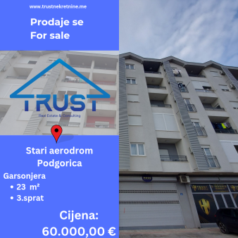 Garsonjera, 23m2, Stari Aerodrom, Podgorica, Prodaja 