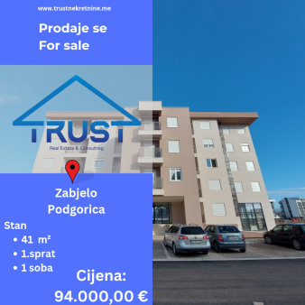 Jednosoban stan, 41 m2, Zabjelo, Podgorica, Prodaja