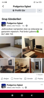 Jednosoban stan, 46m2, Ljubovic, Podgorica, Izdavanje