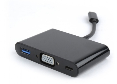 USB-C male to 3-in-1 charging VGA + USB3 adapter
