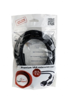 Premium VGA-Ext dual-shielded w/2ferrite 3m cable, black
