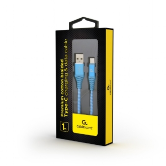 Kabal Type-C USB charging and data cable, 1 m, turquoise blue/white, CC-USB2B-AMCM-1M-VW