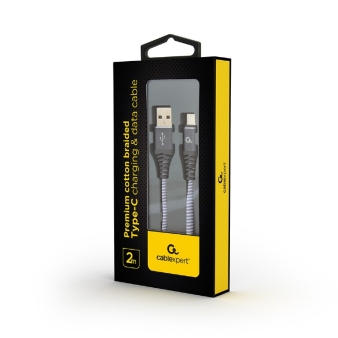 Kabal Type-C USB charging and data cable, 2 m, spacegrey/white, CC-USB2B-AMCM-2M-WB2