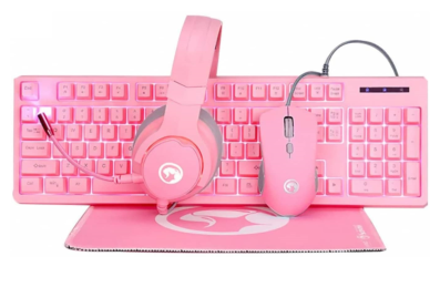 Tastatura + miš + slušalice + podloga, CM370 MARVO, gaming, Pink