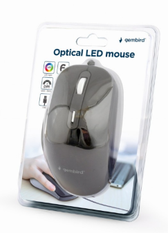 Optički LED miš na USB crni, MUS-6B-02 Gembird