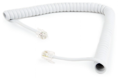 Spiralni kabal za telefonsku slušalicu, RJ10 (4P4C), 2 m, bijeli