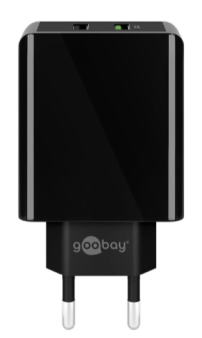 USB brzi punjač USB/QC3.0 (28W), black, Goobay