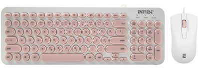 Tastatura i miš set, pink, Everest KM-01K
