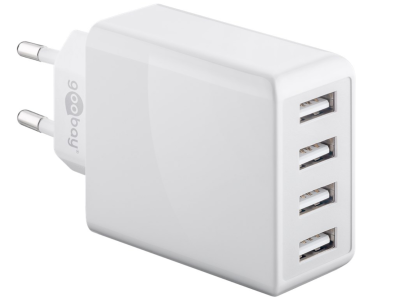 Adapter sa 4 ulaza na USB-A (30W), white, Goobay