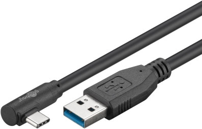 USB 3.0 USB-C™ na USB-A kabl 90°, 0,5 m crni, Goobay