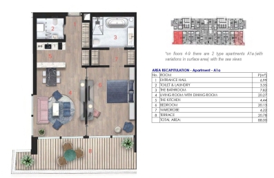 Jednosoban stan 88m2 sa pogledom na more u novom Hotelsko apartmanskom kompleksu na prvoj liniji do mora u Budvi