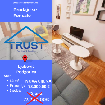 Jednosoban stan 32m2, Ljubovic, Podgorica, Prodaja