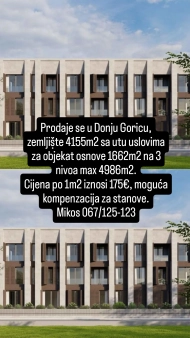 067125123 Parodaje se plac 4155m2 sa utu uslovima za objekat 4986m2 na 3 etaze osnove 1662m2