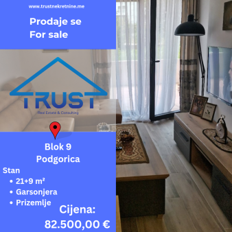 Garsonjera 21m2, Blok 9, Podgorica, Prodaja