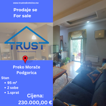 Dvosoban stan 81m2, Preko Morace, Prodaja