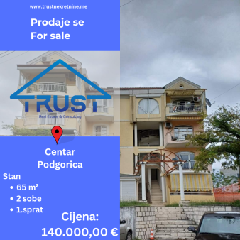 Dvosoban stan 65m2, Centar, Podgorica, Prodaja