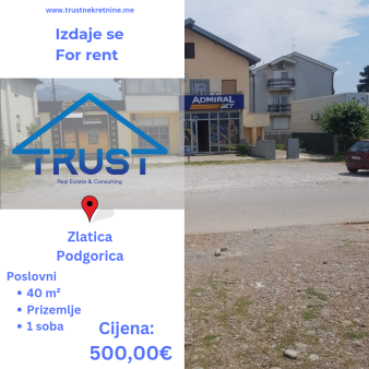 Izdaje se nenamješten poslovni prostor površine 40 m2!