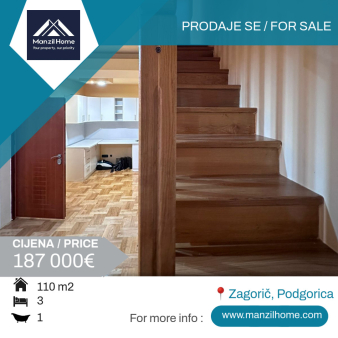 Tosoban duplex stan, 110m2 - Zagorič, Podgorica, Prodaja