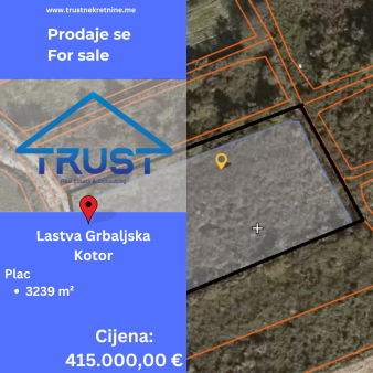 Plac, 3239 m2, Lastva Grbaljska, Kotor, Prodaja