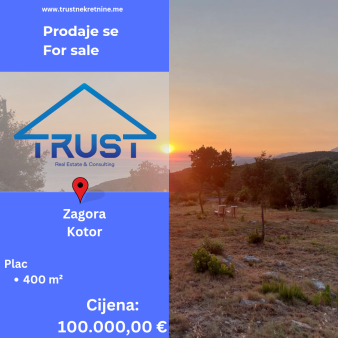 Plac, 400 m2, Zagora, Kotor, Prodaja