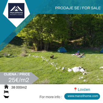 Zemljište, 38 000m2, Lovćen, Cetinje, Prodaja