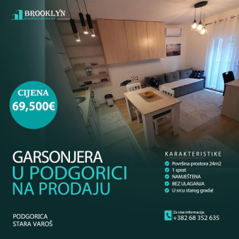 Garsonjera, 24m2, Stara Varos, Podgorica, Prodaja