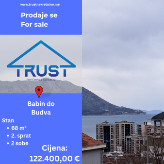 Dvosoban stan, 68 m2, Babin do, Budva, Prodaja