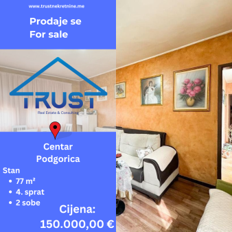 Dvosoban stan, 77 m2, Centar, Podgorica, Prodaja 