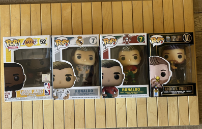 Funko Pop figure Ronaldo, Messi, Lebron,  