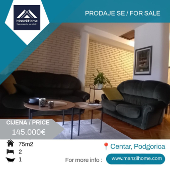 Dvosoban stan, 75m2, Centar, Podgorica, Prodaja