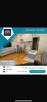 Studio apartman, 29m2, Stari aerodrom, Izdavanje