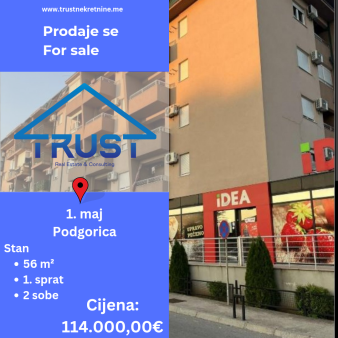 Dvosoban stan, 56 m2, Podgorica, Prodaja