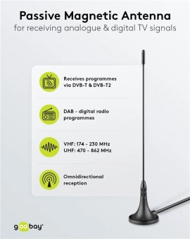 Pasivna DVB-T2 (HD) mini magnetna antena