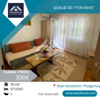 Studio apartman, 30m2, Stari aerodrom, Izdavanje