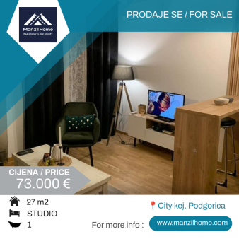 Studio apartman, 27m2, City kej, Prodaja