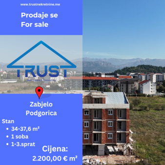 Jednosobni stanovi u izgradnji, 34-37,6 m2, Podgorica, Prodaja