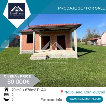 Kuća, 70m2, Plac 676m2, Danilovgrad, Prodaja