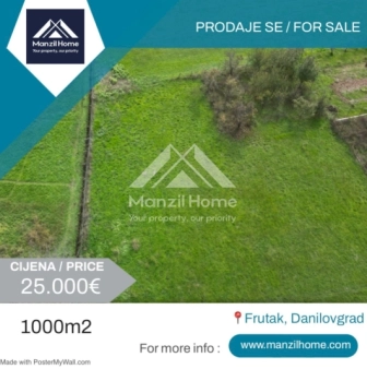 Plac, 1000m2, Danilovgrad, Prodaja