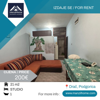 Studio apartman, 21m2, Drač, Izdavanje