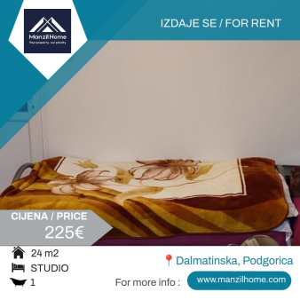 Studio apartman, 24m2, Dalmatinska, Izdavanje