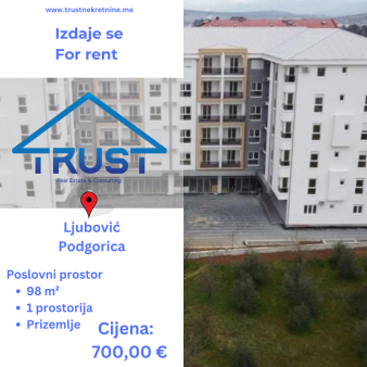 Izdaje se poslovni prostor površine 98 m2