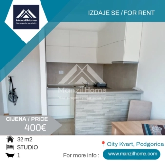 Studio apartman, 32m2, City kvart, Izdavanje