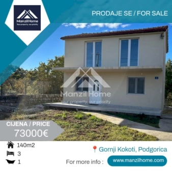 Kuća, 140m2, Gornji Kokoti, Prodaja